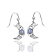 Celtic Knot and Crescent Moon Spirit with Genuine Rainbow Moonstone Sterling Silver Hook Earrings