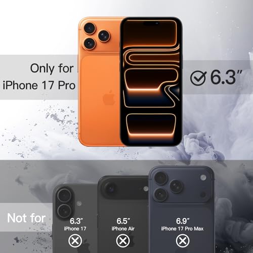 JETech Case for iPhone 17 Pro 6.3 Inch, Shockproof Case, Solid Color Matte TPU Frame, Anti-Scratch Transparent Back (Orange)