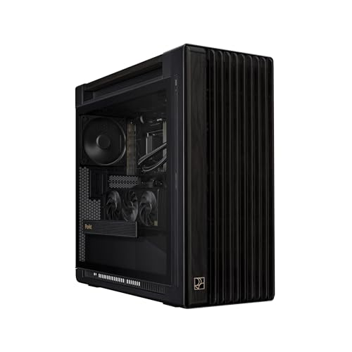 ASUS ProArt PA602 Wood Edition – Capa E-ATX de painel de vidro temperado, suporte de radiador de 420 mm, 1 x 140 mm + 2 ventiladores pré-instalados de 200 mm, trava de trava, montagem PCIe sem
