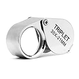 Pocket Jeweler Eye Loupe, 30X Glass Lens Magnifier Portbale for jewelry, coins, stamps,antiques and more,QiCheng&Start(30X21mm,Silver)
