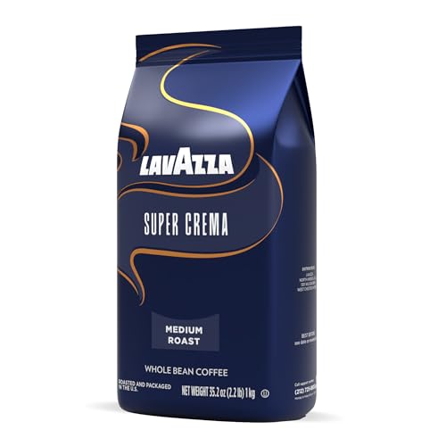 LAVAZZA SUPER CREMA WHOLE BEAN COFFEE, MEDIUM ESPRESSO ROAST, ARABICA AND ROBUSTA BLEND, 2.2 LB BAG, PACKAGE MAY VARY (PACK OF 1)