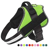 Dog Harness No Pull Reflective Adjustable Pet Vest with Handle for Outdoor Walking- No More Pulling, Tugging or Choking(Green,M)