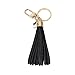 Genuine Leather Tassel Keychain Bag Charm Women Handbag Purse Accessories Key Rings (Black)