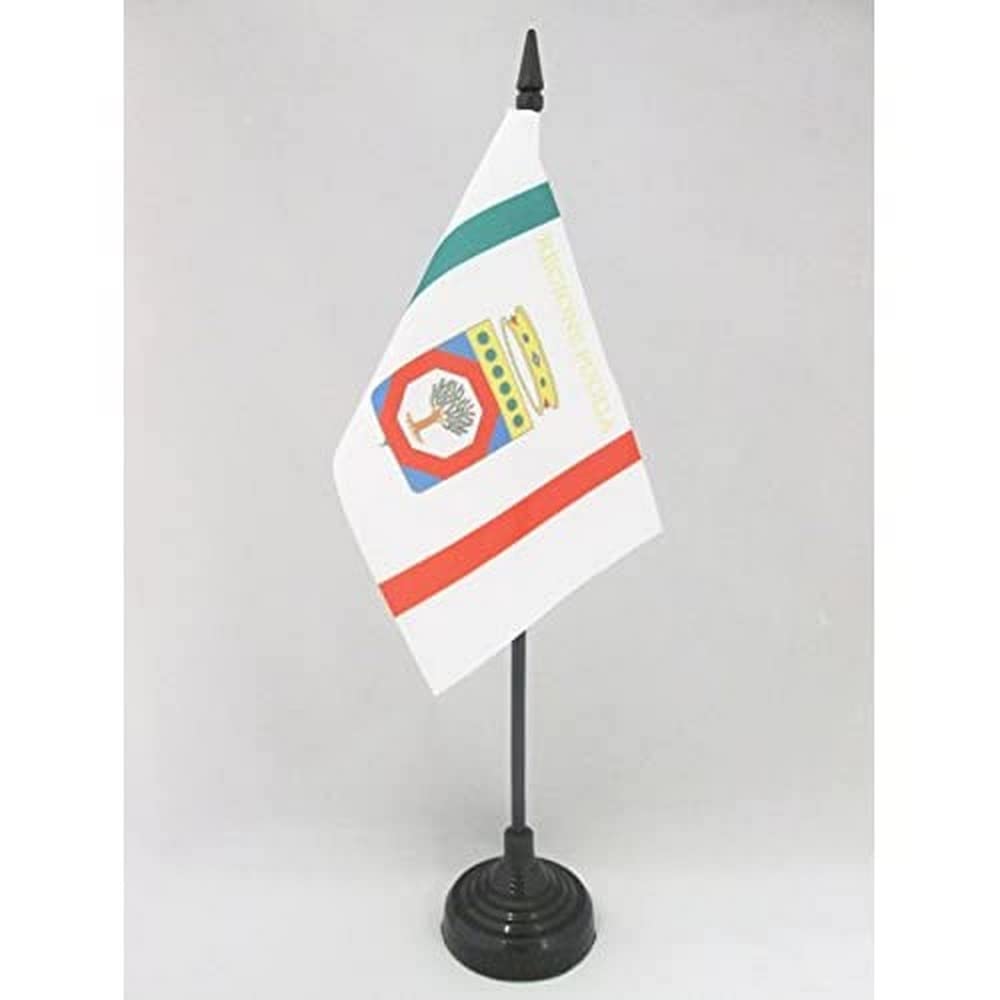 AZ FLAG - Apulia Table Flag 4'' x 6'' - Italian region of Puglia Office Mini Banner 100% Polyester 15 x 10 cm - Mini Desk Flag with 10'' Pole and Black Plastic Base