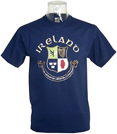 Trad Craft T-Shirt with Large Four Provinces Shield Print, Navy Colour