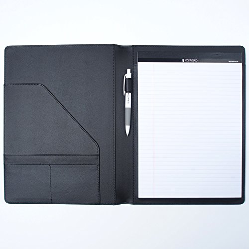AHZOA 4 Pockets A4 Size Memo Padfolio S3 with Mechanical Pencil , Including 8.27 X 11.7 Inch Legal Writing Pad, Synthetic Leather Handmade 9.84 X 12.99 Inch Notepad Clipboard (black)