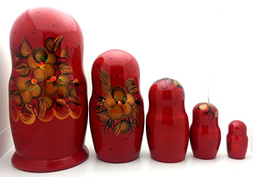 Russian Nesting Doll Matryoshka Hand Painted Nesting Doll set of 5 / Traditional 7 inch Tall