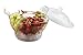 Adorn - 6.4 Quart Ice Chilled Salad Bowl Server on ice with Dome Lid and Serving Utensils | Multi-functional it Includes a Divider with Center Dip Cup | Shatter Resistant Crystal Clear Plastic