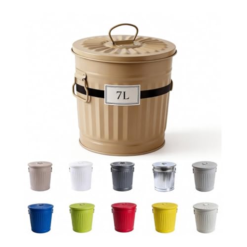 Home&Decorations Rubbish Bin Vintage Laundry Bin with Handles Beige Diameter 21.5 cm Height 21.5 cm