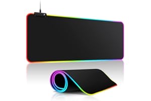 Large RGB Gaming Mouse Pad -15 Light Modes Touch Control Extended Soft Computer Keyboard Mat Non-Slip Rubber Base for Gamer E