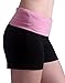 HDE Women's Maternity Yoga Shorts Stretch Pregnancy Shorts Fold Over Waistband (Black and Pink, X-Large)