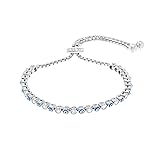 SUPER SALE Sterling Silver Cubic Zirconia Enamel Evil Eye Slider Tennis Bracelet (Silver)