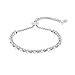 SUPER SALE Sterling Silver Cubic Zirconia Enamel Evil Eye Slider Tennis Bracelet (Silver)