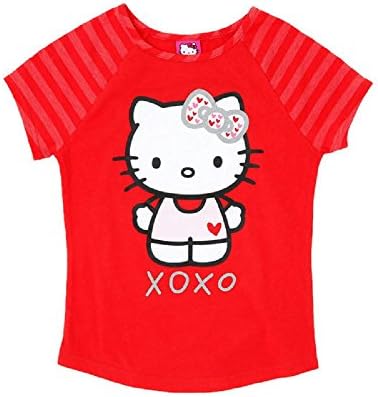 Senrio Girls' Hello Kitty XOXO Short Sleeve T-Shirt - Large (10/12)