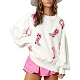 LILTWIST Cute Heart Graphic Sweatshirts Holiday Love Sweater Shirts for Women Sequin Cowboy Boots Long Sleeve Tops with Heart