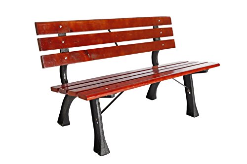 LINDER EXCLUSIV Stabile Parkbank Holz Eisen Gartenbank Bank Sitzbank 120 x 56 x 70 cm