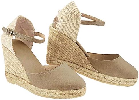 Nailyhome Womens Espadrille Platform Sandals Closed Toe Buckled Ankle Strap Wedge Sandals