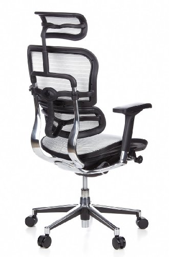 Sedia-Girevole-Ergohuman-Tessuto-Netto-Bianco