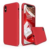 SURPHY Silicone Case for iPhone Xs Max, Liquid Silicone Shockproof Protective Case Cover (Full Body Thick Case with Microfiber Lining) Compatible with iPhone Xs Max 6.5,Red