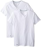 Lacoste Men's 2-Pack Colours Cotton Stretch V-Neck T-Shirt, White, X-Large