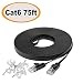 Cat 6 Ethernet Cable 75 ft, Long Flat Internet Network LAN Patch Cord, Faster Than Cat5e/Cat5, Solid Cat6 High Speed Computer RJ45 Wire for Modem, Router, PS4, Xbox, Switch, Camera, TV Box, Hub,Black primary