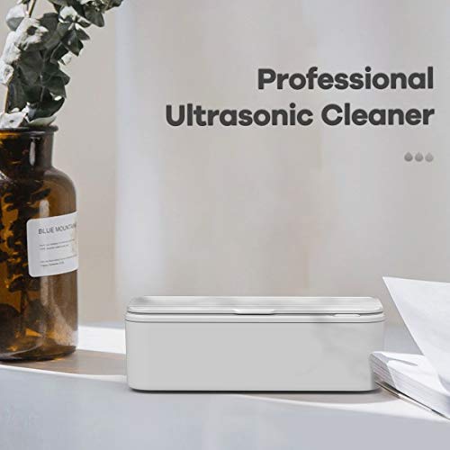 Ultrasonic Jewelry Cleaner Portable Professional Ultrasonic Machine with Basket for Cleaning Rings,Necklaces,Watches, Denture,Eyeglasses,Coins,Razors,Parts, Instruments with 16 Ounces Tank, White - Thumbnail 5