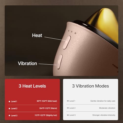 ZDEER GS5 Brass Electric Heated Gua Sha Facial Sculpting Tool with Vibration, Women's Facial Massager, LED Red Light Therapy for Neck & Face, Skin Firming Device, Premium Gift for Wife Mom, Pink
