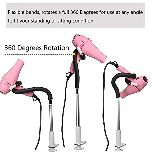 Pard Clamp Mount Hair Dryer Holder, 360 Degrees Rotation Adjustable Hands Free Dog Pet Cat Grooming Table Stand Holder, Silver