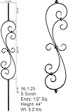 Satin Black 16.1.25 S-Scroll Iron Baluster for Staircase Remodel , Box of 5
