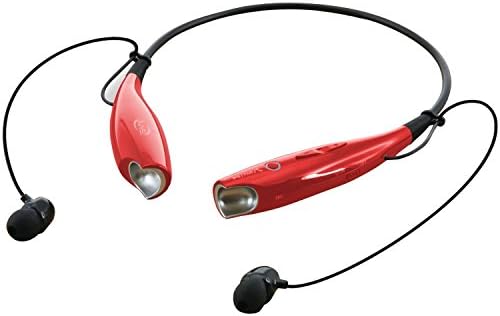 Universal Wireless Bluetooth in Ear Headset for iPhone, Samsung Galaxy, HTC, Sony, LG, BlackBerry and Motorola Smart Phones - Great for Tablets and Computers (Black/Red)