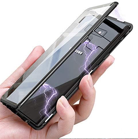 DHAN GRD: Full Body 3-in-1 Slim Fit Complete 3D 360 Degree Protection Hybrid Hard Bumper for Samsung Note 9 Magnetic Case with Back Tempered Glass Cover(no Front Tempered Glass) (Venom Black)