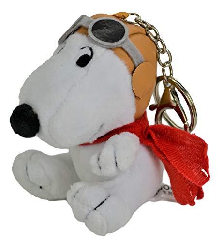 Snoopy Flying Ace Car Accessory Cute Soft Plush Ultra Detail Chain Keychain Bag Charm Key Clip Pendant 4" H Tall. Car Keychain .Limited Edition
