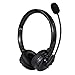 Bluetooth Headset with Microphone, Over-The-Head Wireless Stereo Headphones (Music Streaming, Hands-Free In Car, Up To 12 Hours, Noise Cancelling) for Truck Drivers and Telephone Operator (Black)