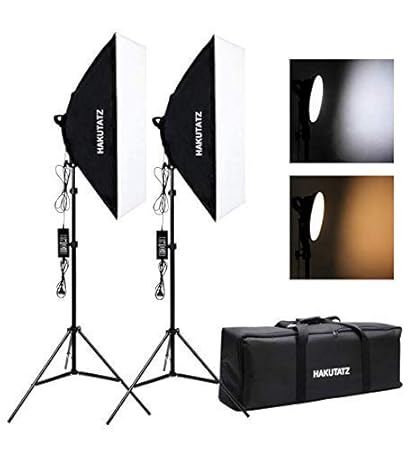 Hakutatz LED Fotostudio Softbox Set Studioleuchte Dauerlicht Fotolicht 90W Bi-Color 2700K 5500K Dimmbar für YouTube Video Fot