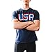 Epivive USA Retro Patriotic American Flag Olympic Shirt Blue, Large - Men & Women