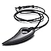 INBLUE Men's Stainless Steel Pendant Necklace Adjustable Black Wolf Teeth Tribal