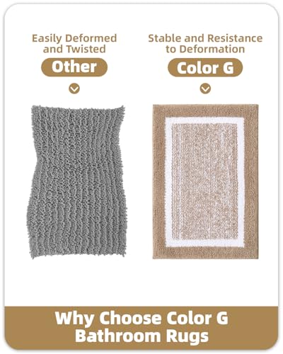 Color&Geometry Simple and Stylish Large Bath Mats for Bathroom Non Slip, 51 x 81 cm Khaki Bathroom Rugs, Absorbent, Soft, Washable, Microfiber Shower Mat