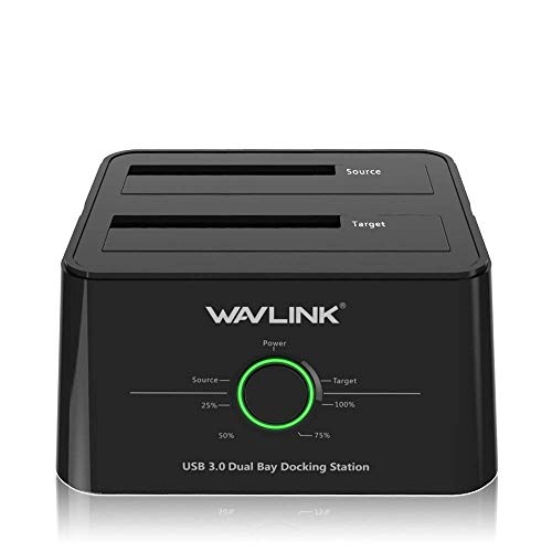 WAVLINK USB 3.0 to SATA (5Gbps) Dual-Bay Hard Drive Docking Station for 2.5 inch/3.5 Inch HDD,SSD Support Offline Clone/Backup/UASP Functions [10TB2 ]-Black