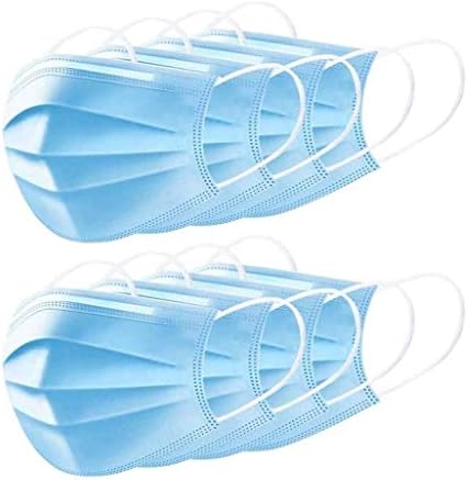 50pcs 3-Ply Disposable Face Mask Can be Used in Offices, Households Sensitive to Pets, and Crowded Places, with Elastic Earloop Random Color (Blue White)