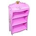 KidKraft Wooden Princess Bookcase with Crown Accent, Shelves and Hidden Storage - Pink, Gift for Ages 3+