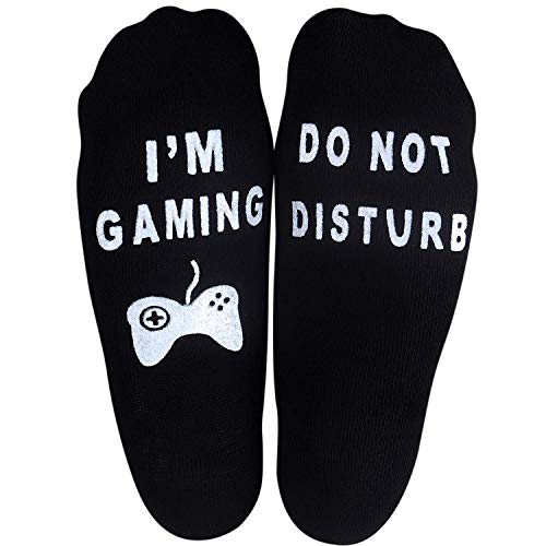 Do Not Disturb I'm Gaming - Soft Unisex Sock Novelty Funny Saying Crew Socks - The Perfect Funny Christmas Gifts for Men and Women