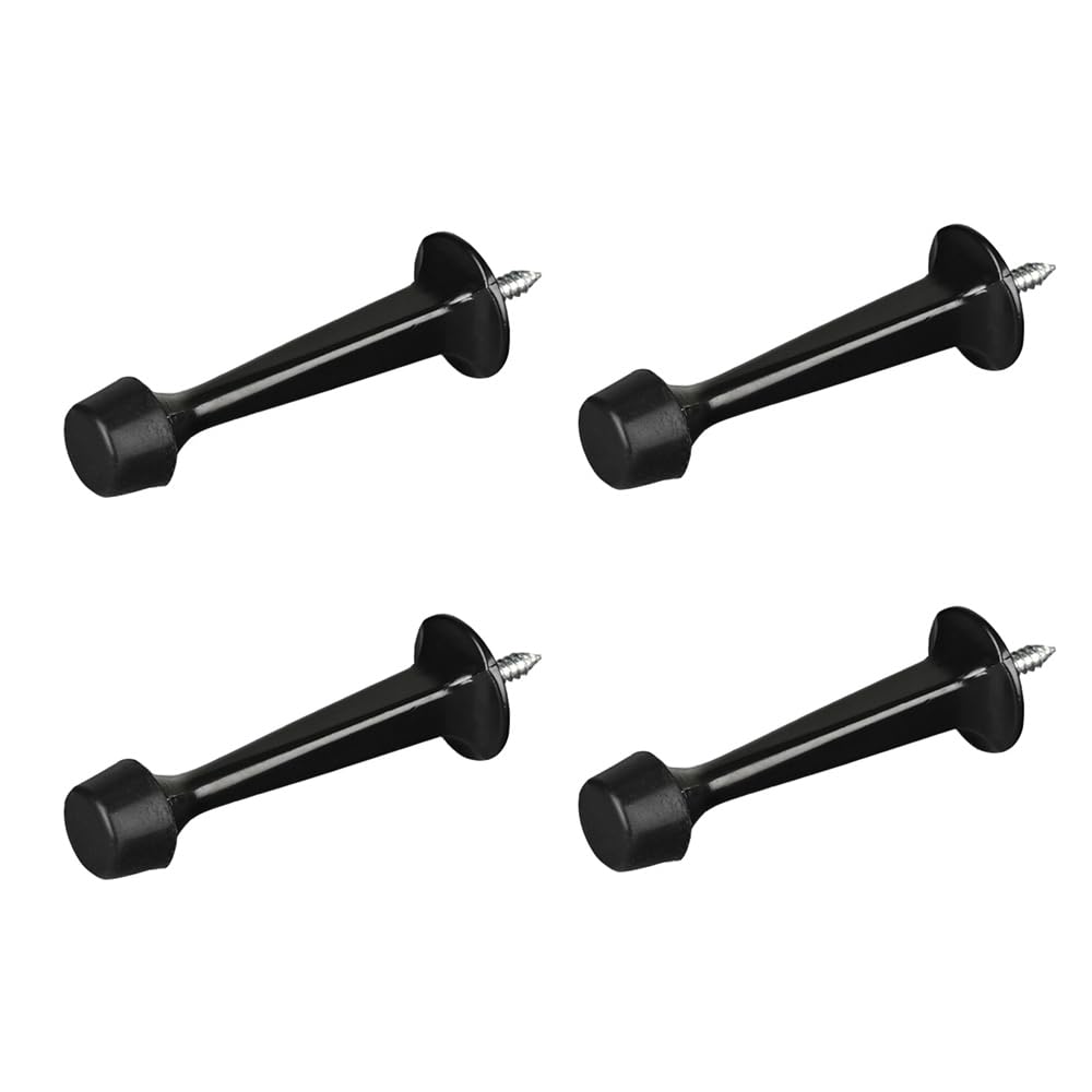 4 Pack Door Stoppers, Zinc Alloy Wall Mounted Door Stop Protector with Rubber Buffer Bumper for Indoor Outdoor, 73mm Nickel Silver