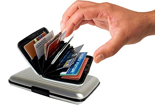 Set of 6 Aluminium Metal Credit Card Wallet Holder/Moneybag Storage- Prevent Identity Theft by Blocking RFID Scanning of Your Credit Cards (Assorted Colors) Size 11x7x5.2cm