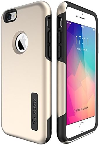 TOTU Iphone 6S Case , 6S Case, Premium Shock-Absorbing TPU Cases Durable Bumper Dual-Layer Cover, Soft Anti-Scratch Finish Work with Iphone 6 2014/6S 2015-Champagne Gold/Black