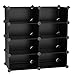 SONGMICS 4-Tier Shoe Rack, Space Saving 16-Pair Plastic Shoe Storage Organizer Units, Cabinet Storage Organizer, Ideal for Entryway Hallway Bathroom Living Room and Corridor, Black ULPC24H