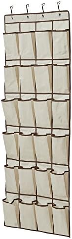 WANNAKEEP Large Shoe Organizer Door Shoe Rack Over The Door Sneaker Rack 24 Large Pockets Entryway Organizer for Men's Shoe Beige 22" 64" Pockets SIZE 8" L x 5" W