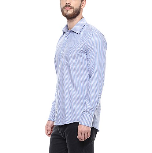 american crew men's stripes shirt with pocket (blue)