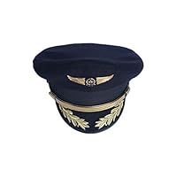 CHECKIN Custom Upscale Military Pilot Cap Airline Captain Hat Uniform Party Hat Navy Officer Sailor Cap (61cm = XL = US 7 1/2)