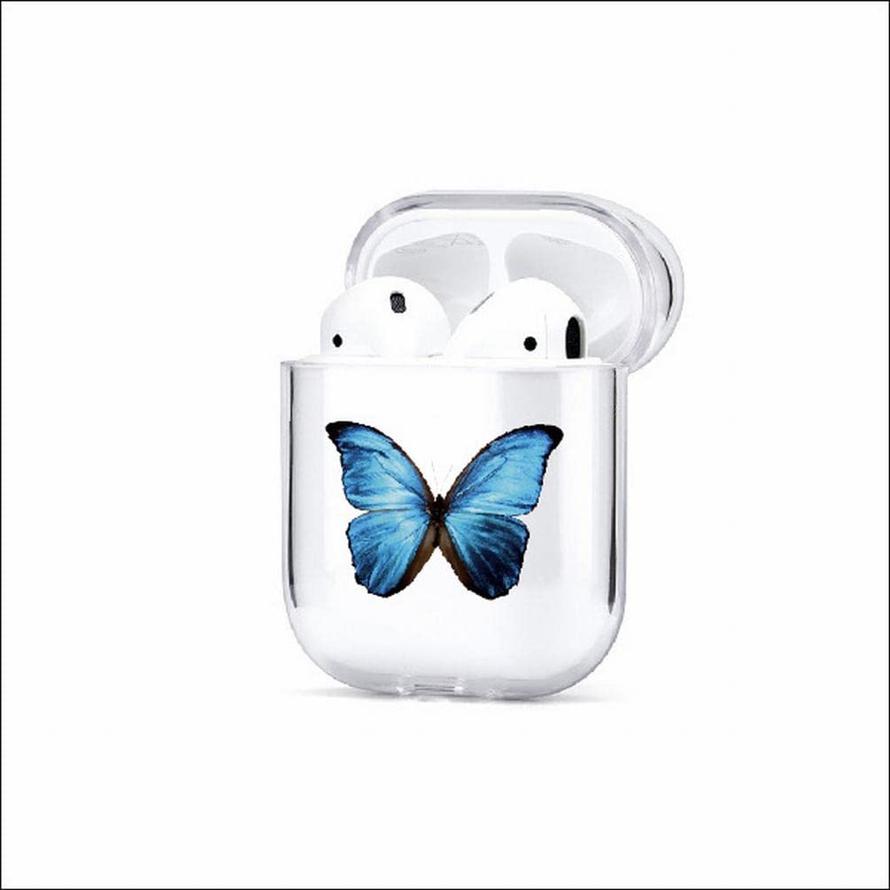 Dark Blue Butterfly Headphone Storage Case, AirPods 1/2 Generation, Suitable for Apple Bluetooth Headphones, Silicone Protective Case, Drop and Wear Resistant, Beautiful and Easy to Carry