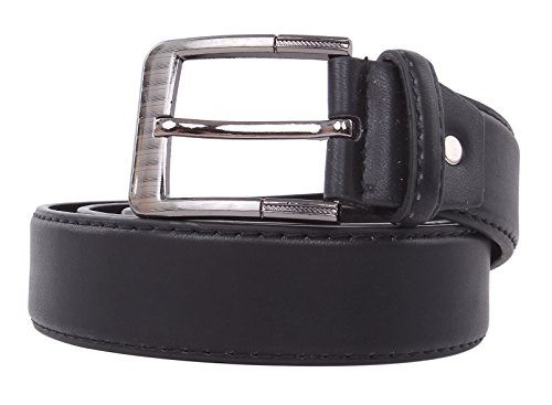 Classic Men's PU Leather Belt for Dress or Casual (M/L, BLACK)